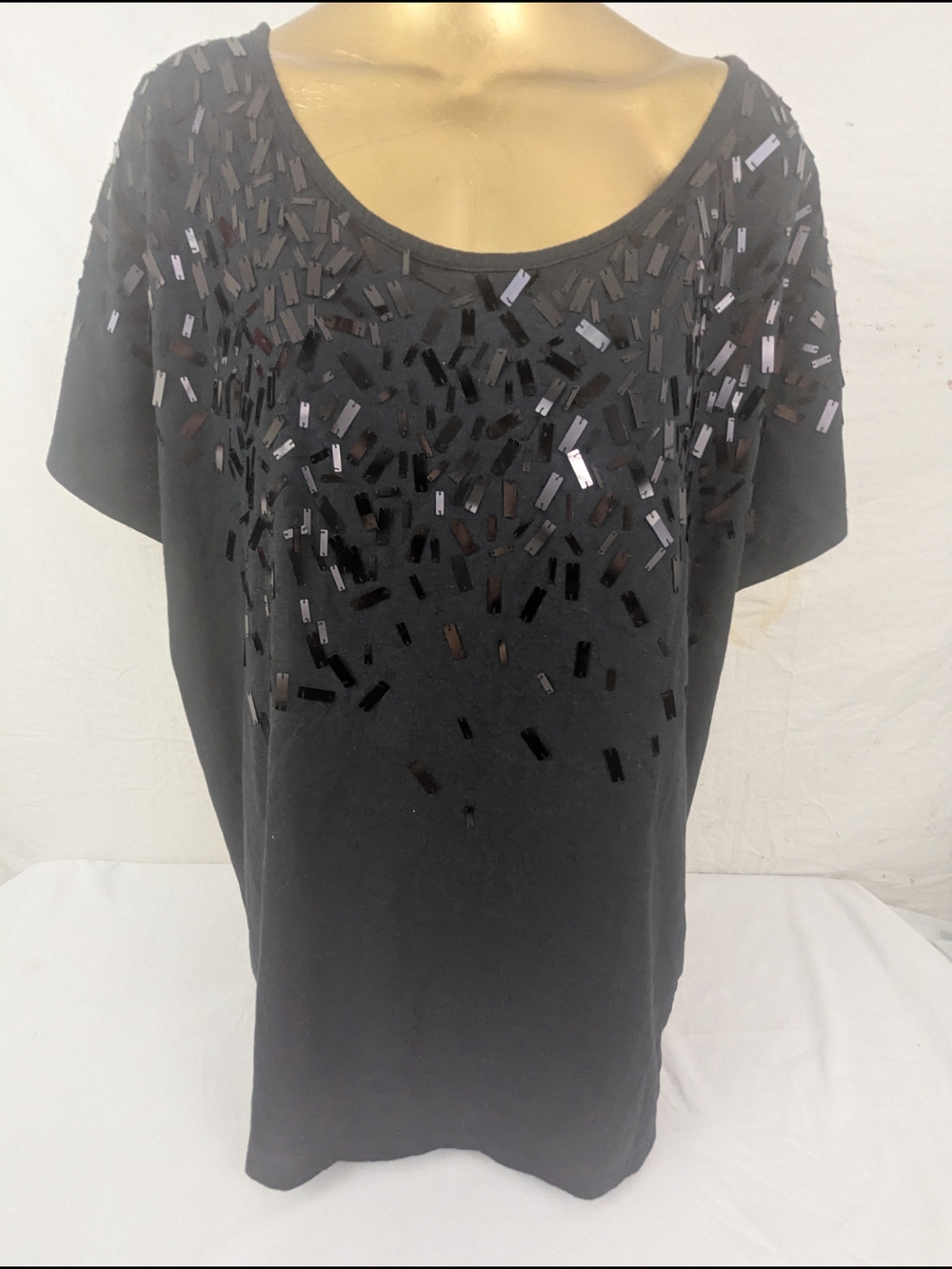 Lane Bryant Black Scoop-Neck Sequin Accent Top Size 22/24